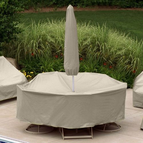 60" Round Table 6 HB/ST Chairs Set Cover w/Umbrella Hole PC1149-TN